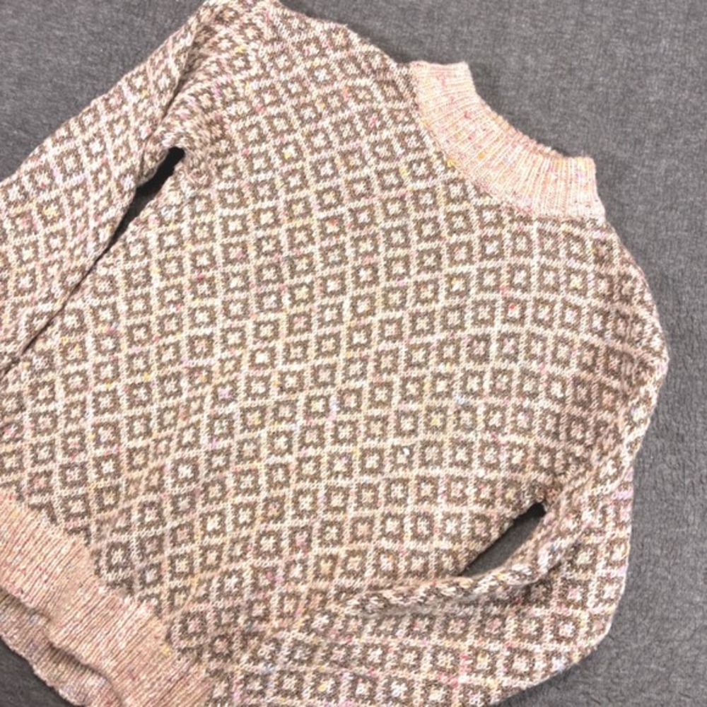 Vintage Partners by Mervyns Sweater Women Medium Pink Geometric Knit Sparkle 80s